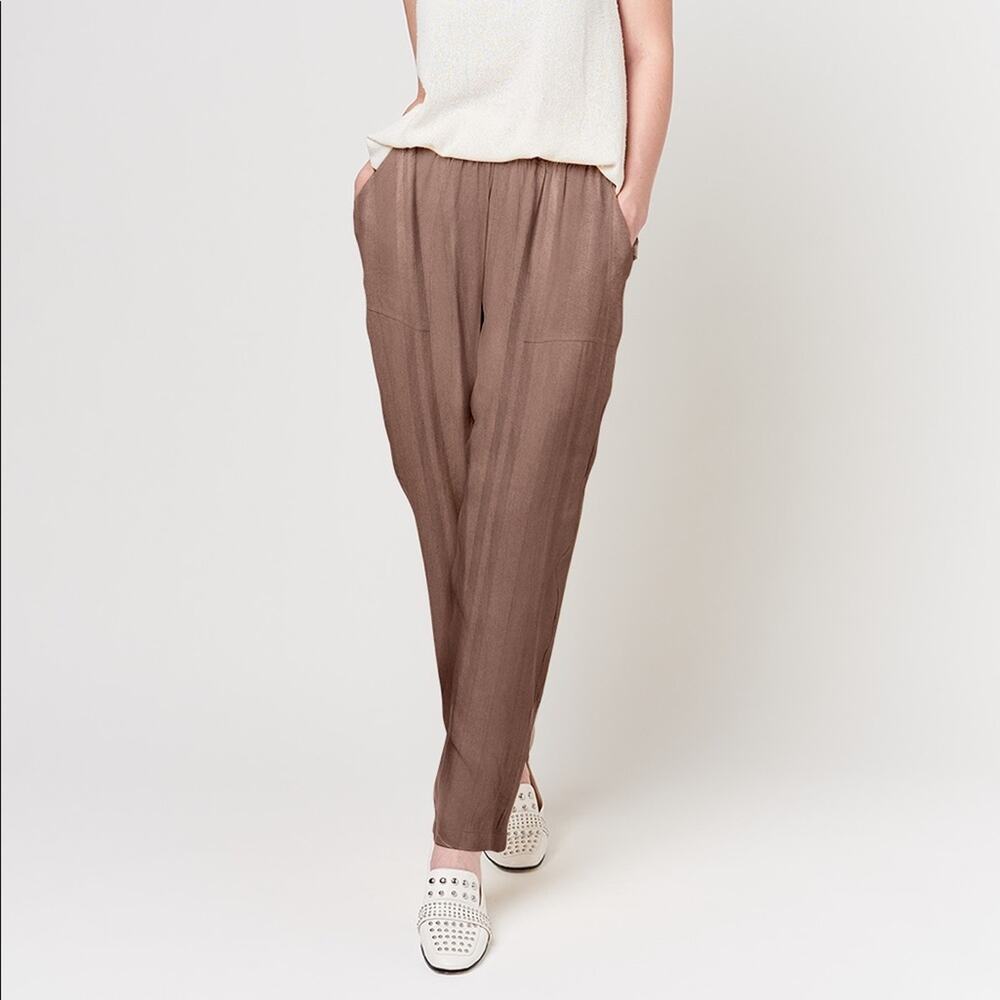 Tina Jo Champignon Stripe Satin Trapunto Pant NWOT Size Small